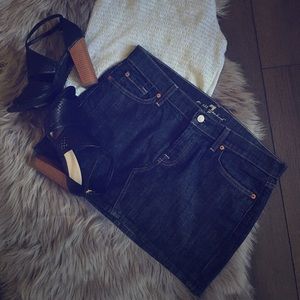 Blue denim mini skirt